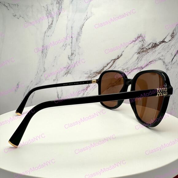New MIU MIU Sunglasses MU B01S 16K90Q Black Brown Lens Oversized Pillow Square main image 15